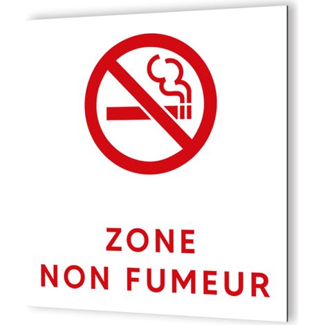 Panneau interdit de fumer - Signalétique Dibond blanc - Picto rouge visible - 20x20 cm, 3 mm, fixation multiple (1/5)