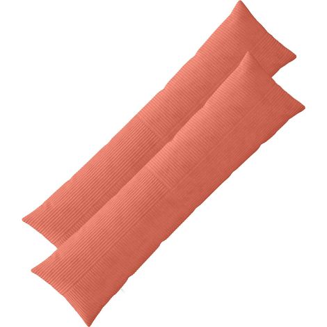 Irovami Lot de 2 housses de coussin, rouge orangé, velours côtelé, 40x145 cm (1/5)