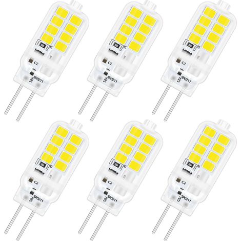 Ampoule LED G4 12V 3W Non Dimmable 16xSMD 300LM Blanc Froid 6000K Équivalent 25W Ampoule Halogène pour Lustre, Éclairage Paysager, Lumière d'armoire, Chambre, Lot de 6 (1/5)
