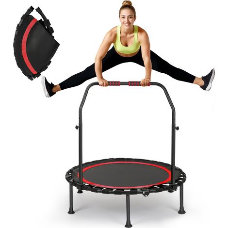 Trampoline de fitness pliable et portable, 40 pouces, conception silencieuse, charge maximale de 200 kg, poignées réglables, 5 vitesses, adapté aux adultes (1/5)