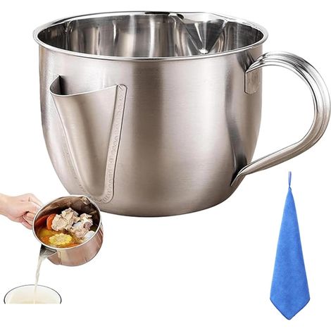 Separador de grasa de doble boquilla, vaso separador de grasa, separador de grasa de cocina reutilizable, utensilio de cocina, adecuado para caldos y sopas (separador). (1/3)