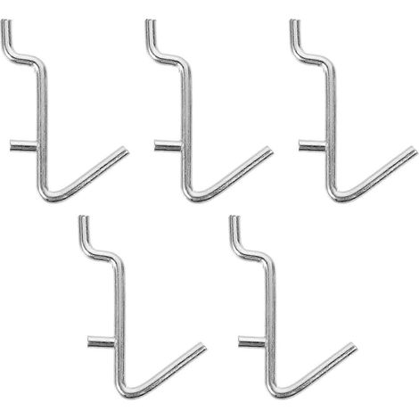 Lot de 5 crochets muraux en forme de V pour panneau perforé - Crochets de rangement pratiques-5.3X3.5CM-Silver