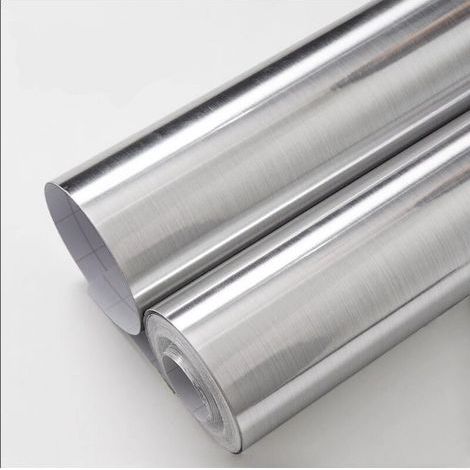 Papier Peint Adhésif Inox Brossé Nickel, 40x200 cm, Imperméable et Anti-Taches pour Protection Murale Cuisine, Idéal Derrière Évier et Lave-Vaisselle (1/4)