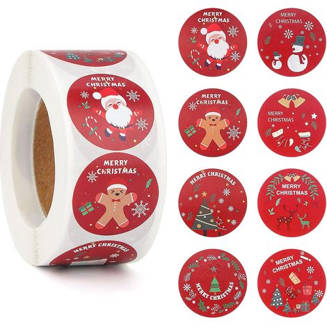500 Stück Weihnachtsetikettenaufkleber, 1 Zoll Weihnachtsaufkleber 8