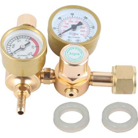 Régulateur de pression pour gaz inerte argon/CO2, Détendeur avec débitmètre, 4 500 psi, en laiton, raccord femelle CGA580 (15/16 pouce), sortie 1/4 pouce, 6,605 GPM pour postes à souder TIG et MIG/MAG (1/5)