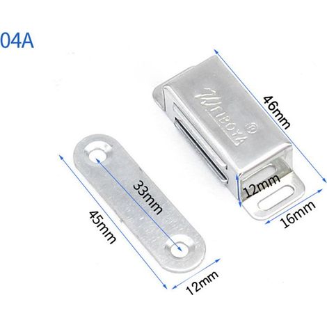 Aimant puissant pour porte de placard avec vis, 6 fixations magnétiques, en acier inoxydable robuste et durable, idéal pour tiroirs, portes de douche et placards, 46 x 16 mm (1/5)