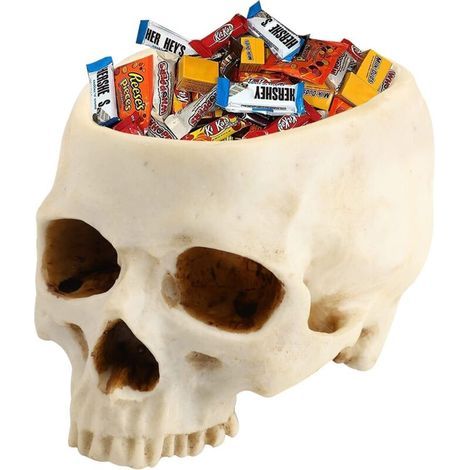 Décoration d'Halloween en forme de crâne d'horreur, décoration pour pot de fleurs, porte-bonbons (1/5)