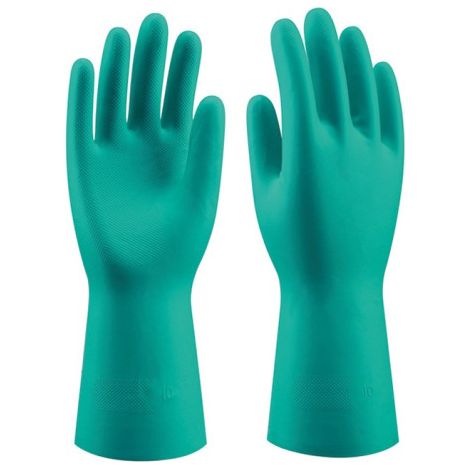 Guante Nitrilo quimico verde flocado L33 cm CHEMICAL GREEN (12 pares) 7