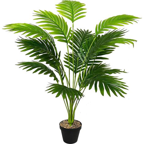 Plantes Artificielles Intérieure Extérieure, Grande Tropicales Faux Arbre avec Pot Fausse Plante pour Maison Jardin Salon Chambre Bureau Balcon Cour Décoration (80cm Paume Verte) (1/5)
