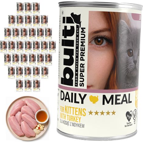 Alimento húmedo diario BULTI para gatitos, sabor pavo, 36 x 400 g. (1/2)