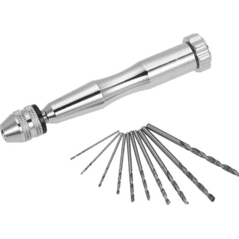 Lntyq Petite perceuse manuelle efficace avec dix forets, complément parfait à votre trousse à outils artisanaux (1/5)