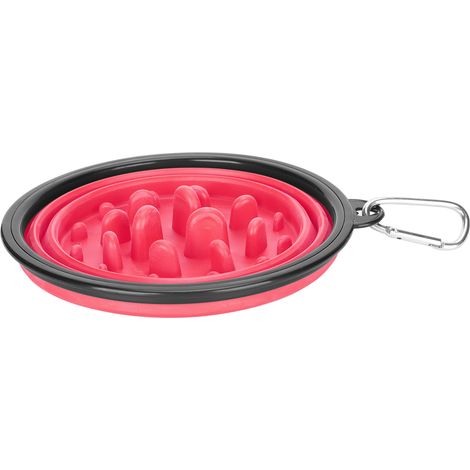 Gamelle pour chien, mangeoires lentes portables, bols d'eau, plat de voyage pour petits et grands chiens, rose (1/5)