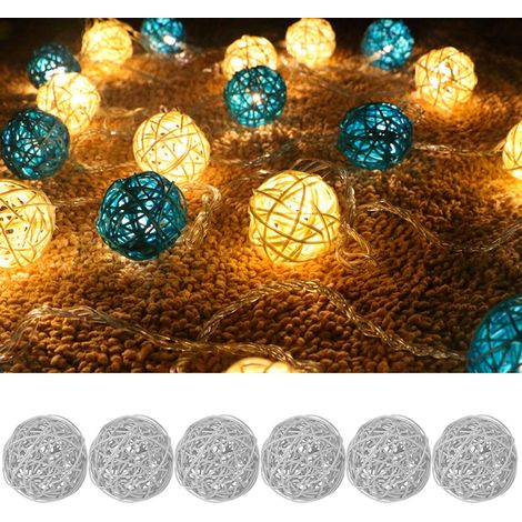 6-teiliges Set dekorativer Rattankugeln für Hochzeiten, Weihnachten, Geburtstage und Partys (Silber) (1/5)