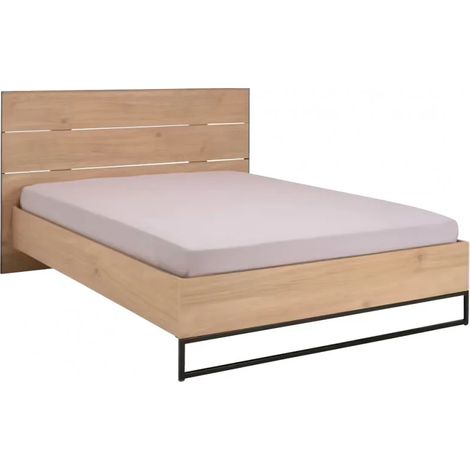 Lit 160 x 200 cm placage chêne avec tête de lit - PALO 1682 (1/4)