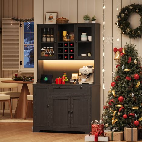Aparador cocina con LED y enchufes MDF 180x105x40 cm OKMYHOME (1/5)