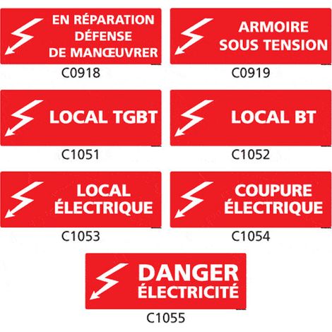 Panneau et Pictogramme de Signalisation danger électrique - C1051 - 350 x 125 mm