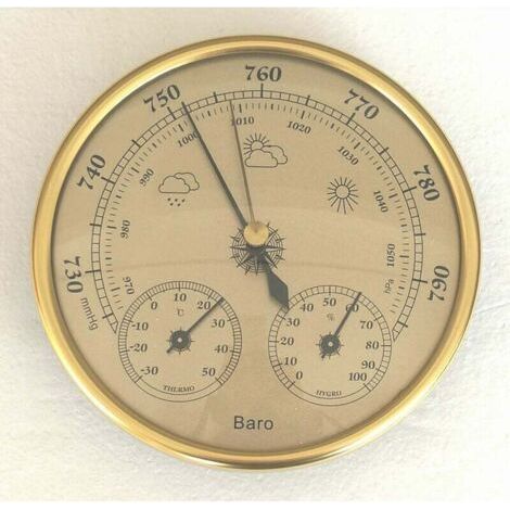 Baromètre, Station Météo avec Baromètre et Thermomètre Hygromètre, Station Météo Analogique Murale 3 en 1 pour Intérieur et Extérieur
