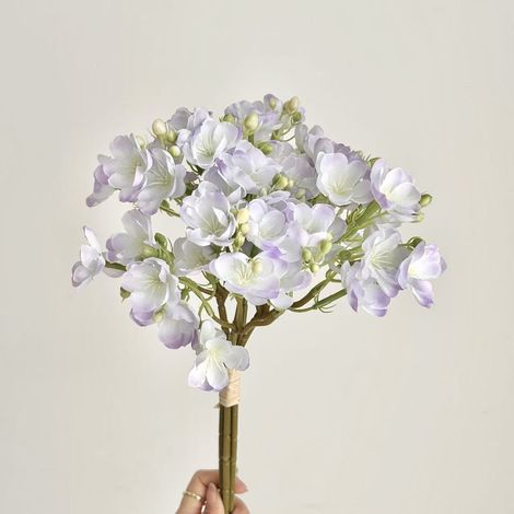 Bouquet artificiel de fleurs de jasmin violet – 4 branches, idéal pour décor intérieur, séances photo, mariage et accessoire de cérémonie pour nouvelle mariée