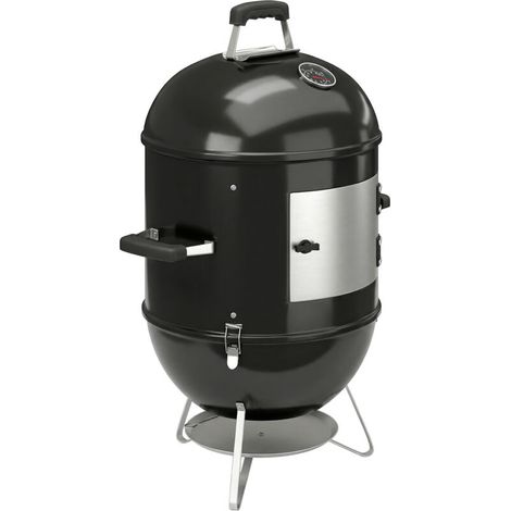 Fumoir 3-en-1 avec 3 grilles, thermomètre intégré et ventilation réglable, 62,5x47,5x91cm, noir – idéal pour viandes, poissons, légumes, barbecue et cuisson extérieure. (1/5)