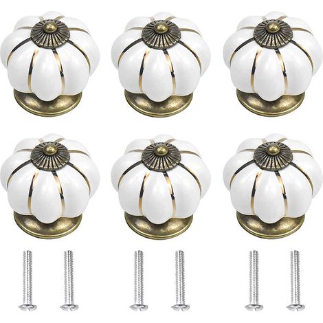 6 Morceaux Bouton De Meubles, Bouton De Placard, Boutons De Portes Tiroirs Poignée, Poignées De Placard En Céramique, Accessoires Avec Vis, Pour Placard Armoire Cuisine, Chambre D'Enfant (1/5)