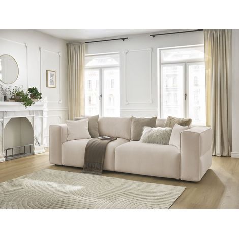 BOBOCHIC - Canapé droit convertible coffre EZECHIEL tissu chiné Beige (1/5)