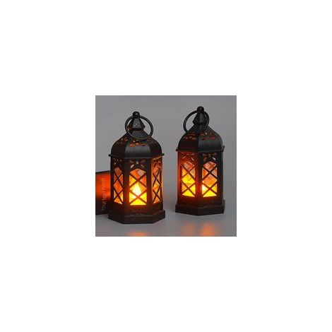 Schwarze elektronische LED-Laterne, Windlaterne, Vintage-Stimmungslampe, Geschenkidee für die Wohnungseinrichtung - Crezuo