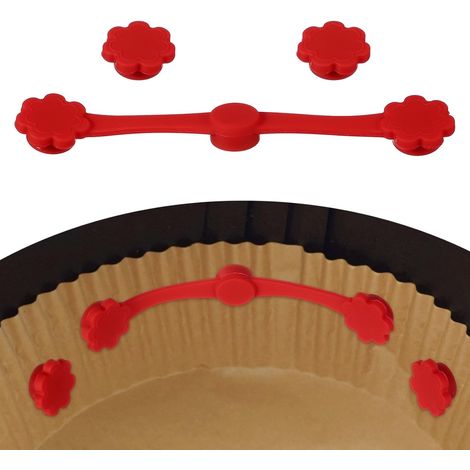 Pinces silicone magnétiques pour friteuse à air forme fleur, maintien papier cuisson antiadhésif, accessoire cuisine pratique cuisson quotidienne (1/5)