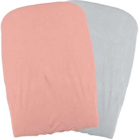 DOMIVA Lot 2 Housses matelas a langer - Polycoton - oeko-Tex - Peche/Perle - 50 x 75 cm