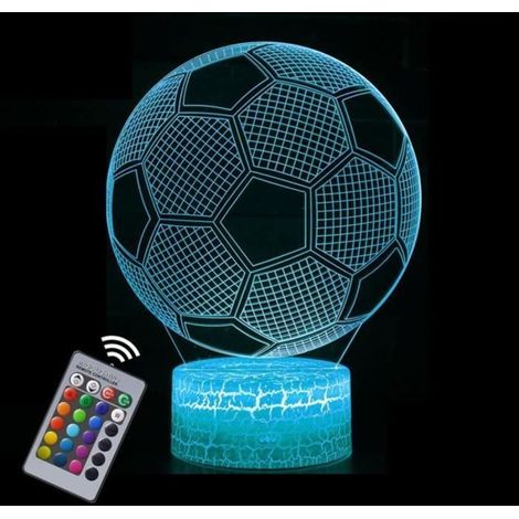 Veilleuse 3D - Football - Lampe Nuit - 9 Couleurs - Télécommande - Écologique
