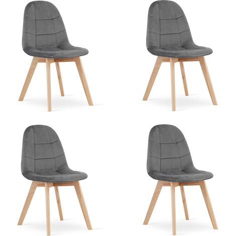 Sedia Valora NUUC in velluto grigio scuro, design ergonomico x4 (1/5)