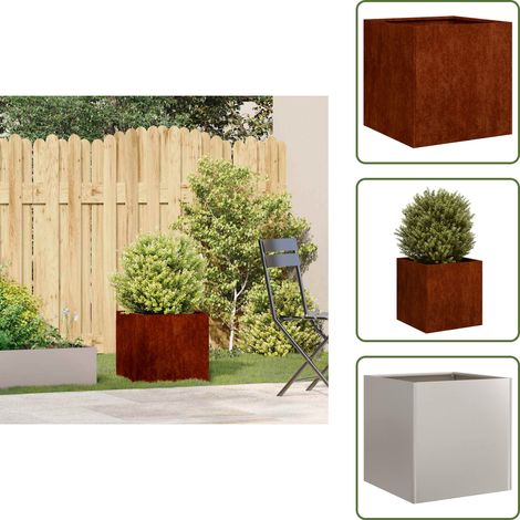 vidaXL Jardinière rouillé 40x40x40 cm acier inoxydable (1/5)
