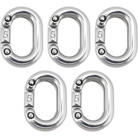 FENOPLASTICA5pcs Maillons de Chaîne de Connexion Fendus en Acier Inoxydable 316 de 5mm Connecteur de Maillon de Chaîne Robuste Connexion Fendue en C pour Connexion de Chaîne Qualité Marine (1/4)