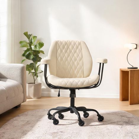 Chaise de bureau coloris blanc en cuir 62 x 62 x 96 cm (1/5)