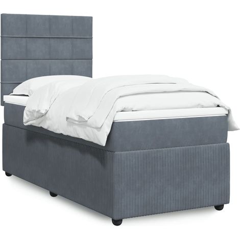 vidaXL Giroletto a Molle con Materasso Grigio Scuro 100x200 cm Velluto (1/5)