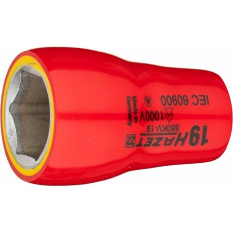 Jeu de clés à douille hexagonales 880KV-19 Carré creux 10 mm (3/8 pouce) Hexagone extérieur profil de traction 19 mm HAZET (1/4)