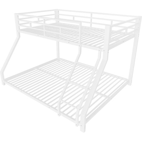 Letto a castello in metallo 90 x 200 / 140 x 200 cm bianco, EN747, scala e sponde (1/5)