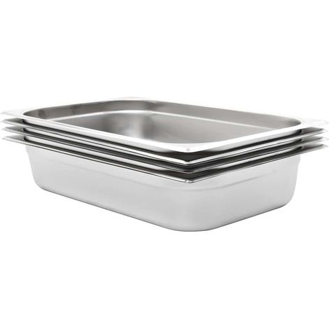 vidaXL Bandejas Gastronorm 4 unidades GN 1/1 100 mm acero inoxidable (1/5)