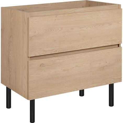 Meuble de salle de bain, couleur : Chêne Clair, 80 x 46 x 80,7 cm, avec pieds et sans plan de travail (1/5)