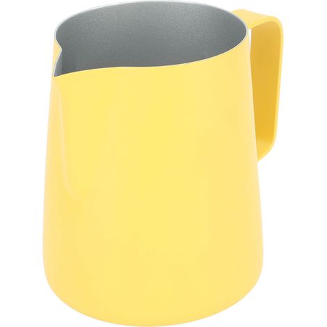 Pichet à mousser le lait en acier inoxydable 380 ml avec bec verseur pointu, ustensiles à café jaune (1/5)