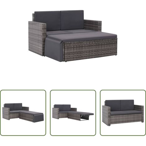 Gartenlounge -  2-tlg. Garten-Lounge-Set mit Auflagen Poly Rattan Grau (1/5)