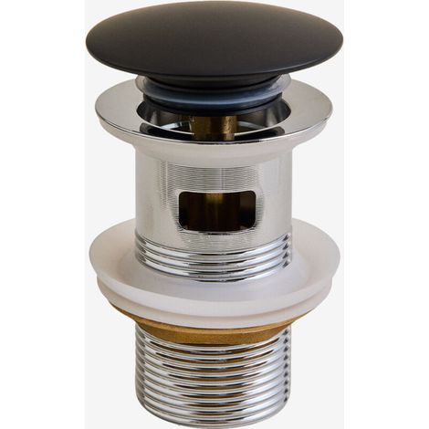 Robinet de vidange d'évier Orveta Click-Clack en acier inoxydable et laiton Noir (1/5)
