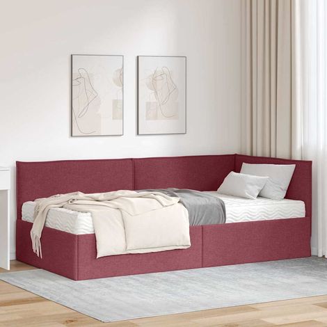 Eckbettgestell mit Matratze mit Kopfteil 2 pcs Grau Samt (1/5)