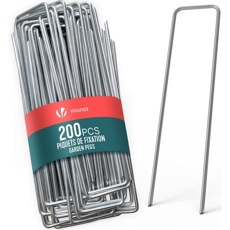 VOUNOT® 200 Stück Erdanker verzinktes Metall, U-förmige Bodenanker 150 × 30 mm, Ø 3 mm (1/5)