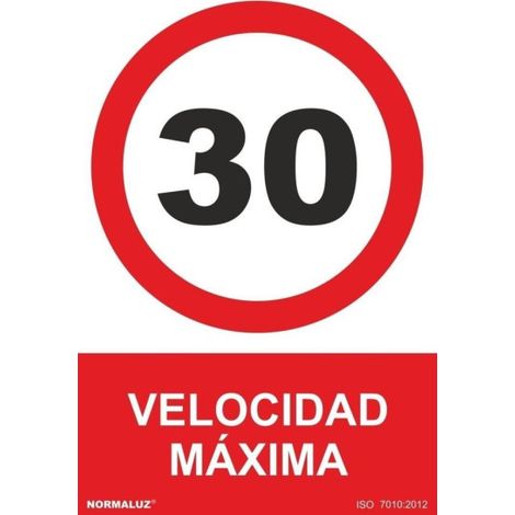 Señal de Velocidad Máxima 30 km/h, con tintas UV SEKURECO                         800 x 1200 mm                          PVC 3 mm (1/2)