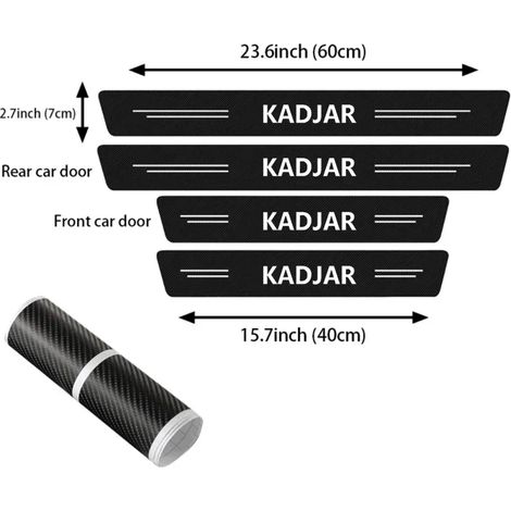 (4 pièces) Seuil de porte autocollant en fibre de carbone pour Renault Kadjar,avec logo et protection de pare-chocs,étanche Accessoires intérieurs (1/3)