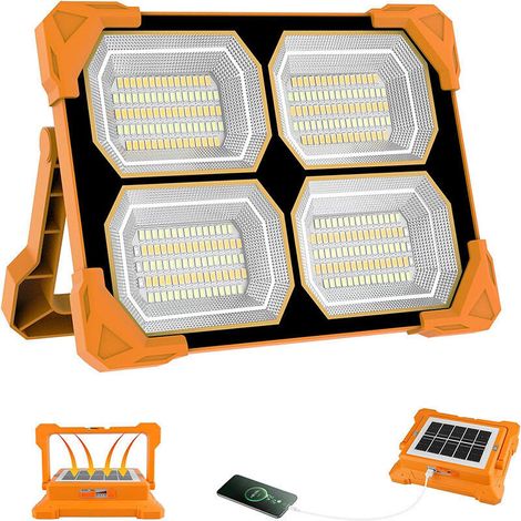 Projecteur led rechargeable solaire, spot portable USB , lampe de travail , lampe torche, lumière extérieure pour camping, urgence, jardin
