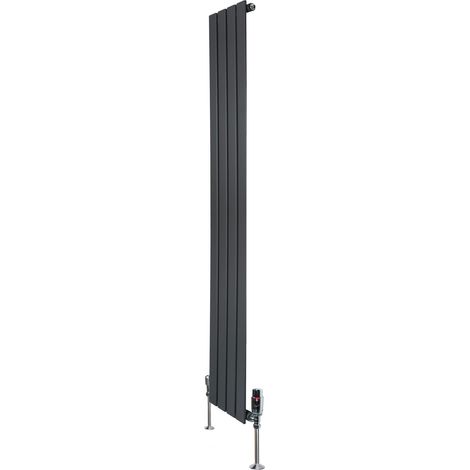 Radiatore Verticale 1600 x 280 mm con Valvole TRV Grigio Antracite
