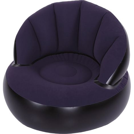 Beflocktes Luftsofa, verbreiterter, verdickter PVC-Ergonomischer aufblasbarer Campingstuhl mit Rückenlehne für drinnen und draußen, Dunkelblau (1/5)