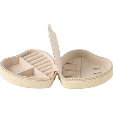 Boîte à bijoux cœur beige zippée - beige (1/5)