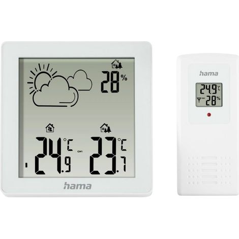 Hama Wetterstation "Zakynthos", Thermometer, Hygrometer, mit Außensensor, Weiß 00222234 Funk-Wetters